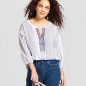 Universal Thread Women's Striped Embroidered Tunic